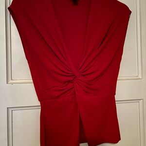 Ralph Lauren Red Twist Front Blouse